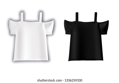 Vector design of white and black women's t-shirts. Fashionable women's t-shirts. Summer women's t-shirts.