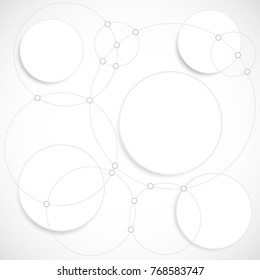 Vector design white circles with line elements template. Frame of circle use to website or business. Big circles background.