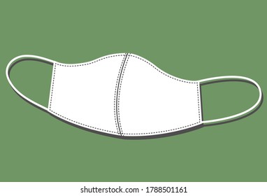 Vektordesign der weißen Stoffmaske zum Schutz des Virus auf grünem Hintergrund. 