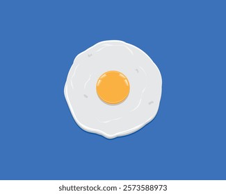 vector design of a white half-boiled sunny side up egg with a yellow-orange dot in the middle on a blue background