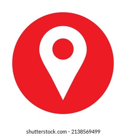 vector design of white location pointer icon with red circle layer