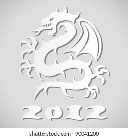 vector design of white paper dragon