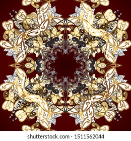 Vector design. White, red and brown ornamental, floral seamless pattern. Traditional, Ethnic, Turkish, Indian motifs. Vintage. Great for fabric and textile, wallpaper, packaging or any desired idea.