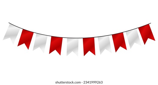 Vector design of white red hanging flag