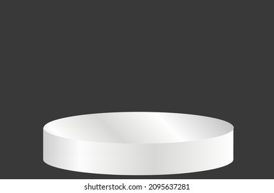Vector design of a white stage or white podium with a dark background. 
