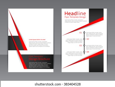 Vector design of the white-black flyer, cover, brochure, poster, report with red elements. Vector template for your business in A4 size.