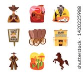 Vector design of wild and west logo. Set of wild and american stock vector illustration.