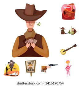 Vector design of wild and west sign. Collection of wild and american vector icon for stock.