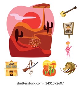 Vector design of wild and west sign. Collection of wild and american stock vector illustration.
