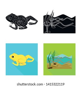 Vector design of wildlife and bog icon. Set of wildlife and reptile stock symbol for web.