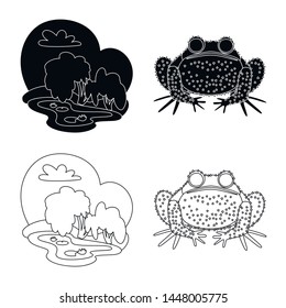 Vector design of wildlife and bog icon. Set of wildlife and reptile stock vector illustration.
