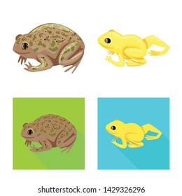 Vector design of wildlife and bog logo. Set of wildlife and reptile vector icon for stock.