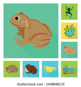 Vector design of wildlife and bog logo. Collection of wildlife and reptile vector icon for stock.