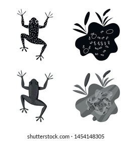 Vector design of wildlife and bog logo. Set of wildlife and reptile stock symbol for web.