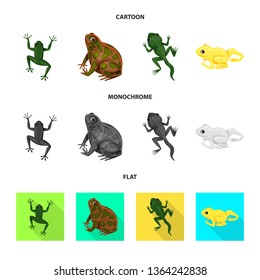 Vector design of wildlife and bog symbol. Collection of wildlife and reptile vector icon for stock.