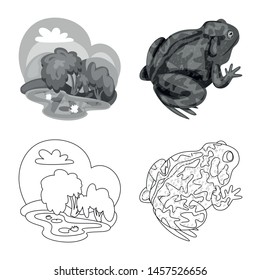 Vector design of wildlife and bog symbol. Collection of wildlife and reptile stock vector illustration.