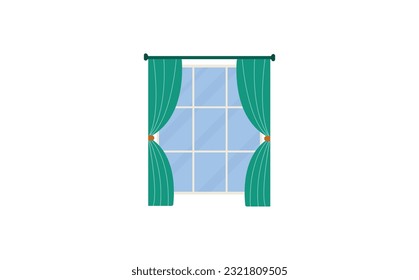 Vector design of windows with blue shutters.