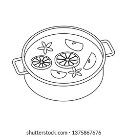 Vector design of wine and mulled symbol. Set of wine and drink stock symbol for web.