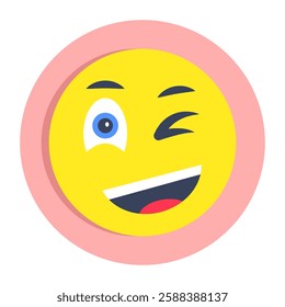 Vector design of winking emoji