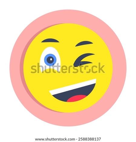 Vector design of winking emoji