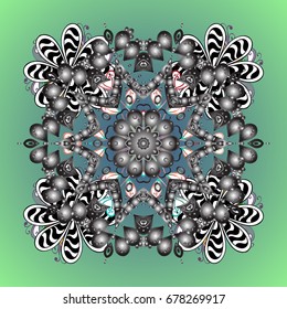 Vector design. Winter doodles hand drawn snowflake. Cute, simple vector snowflakes for postcard and poster graphic design for textile, wrapping paper, hand drawn style christmas winter backgrounds.