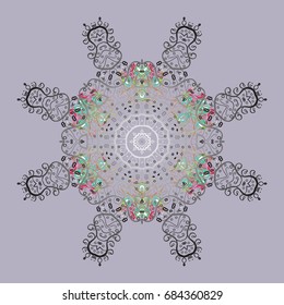 Vector design. Winter doodles hand drawn snowflake. Cute, simple vector snowflakes for postcard and poster graphic design for textile, wrapping paper, hand drawn style christmas winter backgrounds.