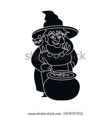 Vector design of witch and pot symbol. Collection of witch and fairytale vector icon for stock.