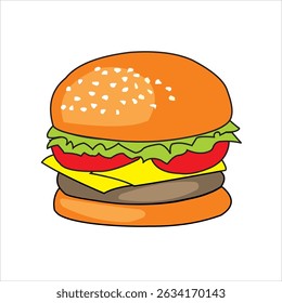 vector design without ai assistant-A burger is a food consisting of a meat patty (usually beef) placed between two pieces of bread.