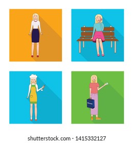 Vector design of woman and body icon. Set of woman and style stock symbol for web.