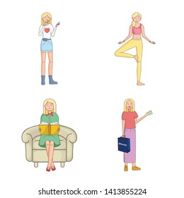 Vector design of woman and body sign. Collection of woman and style stock vector illustration.