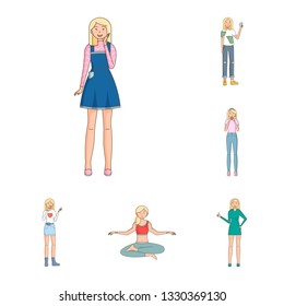 Vector design of woman and body symbol. Set of woman and style stock symbol for web.