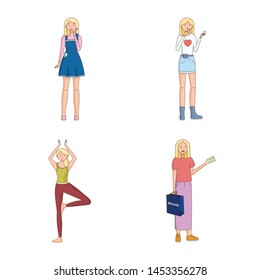 Vector design of woman and body symbol. Collection of woman and style vector icon for stock.