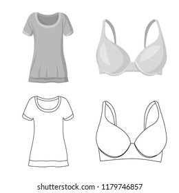 Vector design of woman and clothing icon. Set of woman and wear stock symbol for web.