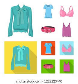 Vector design of woman and clothing icon. Collection of woman and wear stock symbol for web.