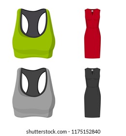 Vector design of woman and clothing sign. Collection of woman and wear stock symbol for web.