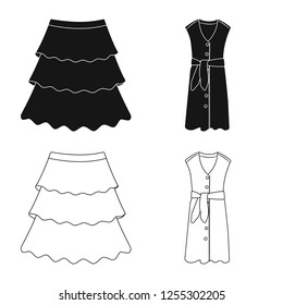 Vector design of woman and clothing sign. Collection of woman and wear vector icon for stock.