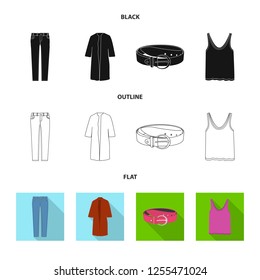 Vector design of woman and clothing sign. Set of woman and wear stock symbol for web.