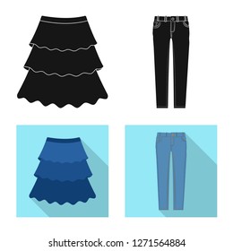 Vector design of woman and clothing sign. Collection of woman and wear vector icon for stock.