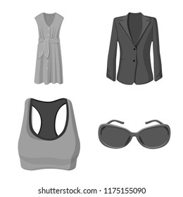 Vector design of woman and clothing symbol. Collection of woman and wear stock vector illustration.