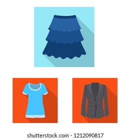 Vector design of woman and clothing symbol. Set of woman and wear vector icon for stock.