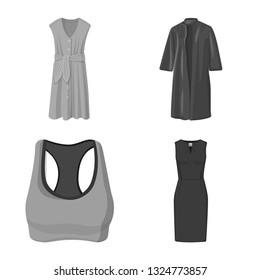 Vector design of woman and clothing symbol. Set of woman and wear vector icon for stock.