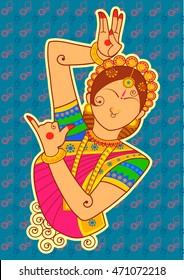 Vector design of woman dancer in Indian art style
