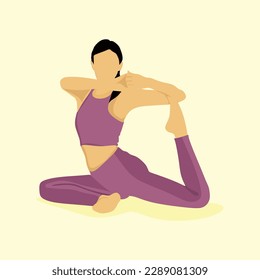 vector design  a woman doing yoga in a purple outfit and yoga lady character  banner design and international day banner design 