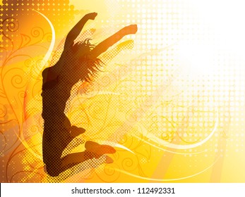 	Vector design of a woman jumping silhouette