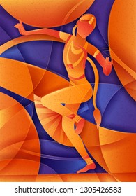 Vector design of woman performing Bharatanatyam classical dance of Tamil Nadu, India