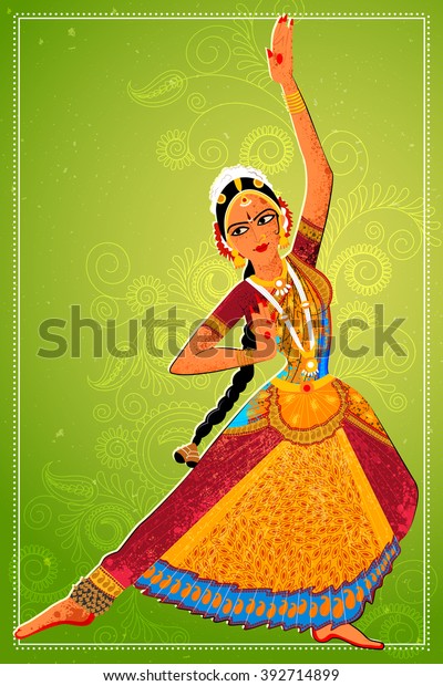 Vector Design Woman Performing Bharatanatyam Classical Stock Vector ...