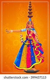 Vector Design Of Woman Performing Matki Folk Dance Of Madhya Pradesh, India