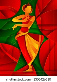 Vector design of woman performing Odissi classical dance of Odisha, India