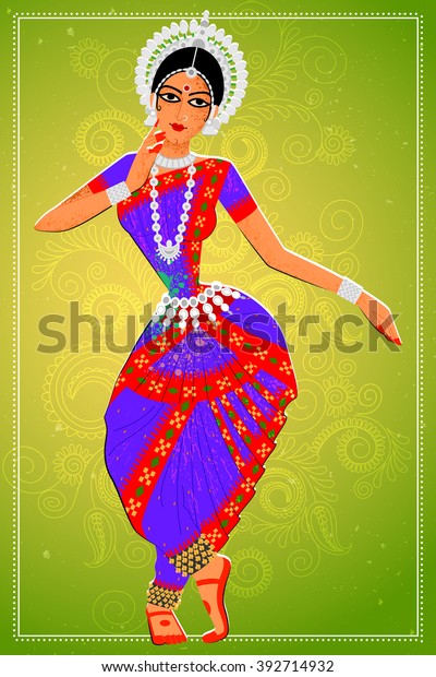 Vector Design Woman Performing Odissi Classical Stock Vector (Royalty ...