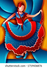 Vector design of woman performing Punto Guanacasteco of Costa Rica